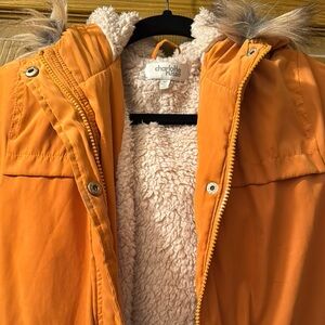 Charlotte Russe Orange Jacket with Faux Fur Lining